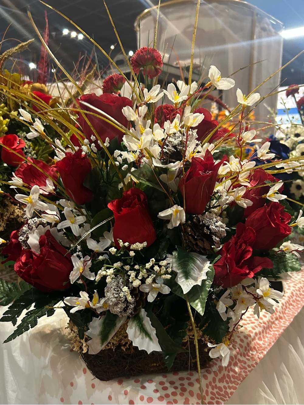 Red Rose Floral Arrangement with White Accents